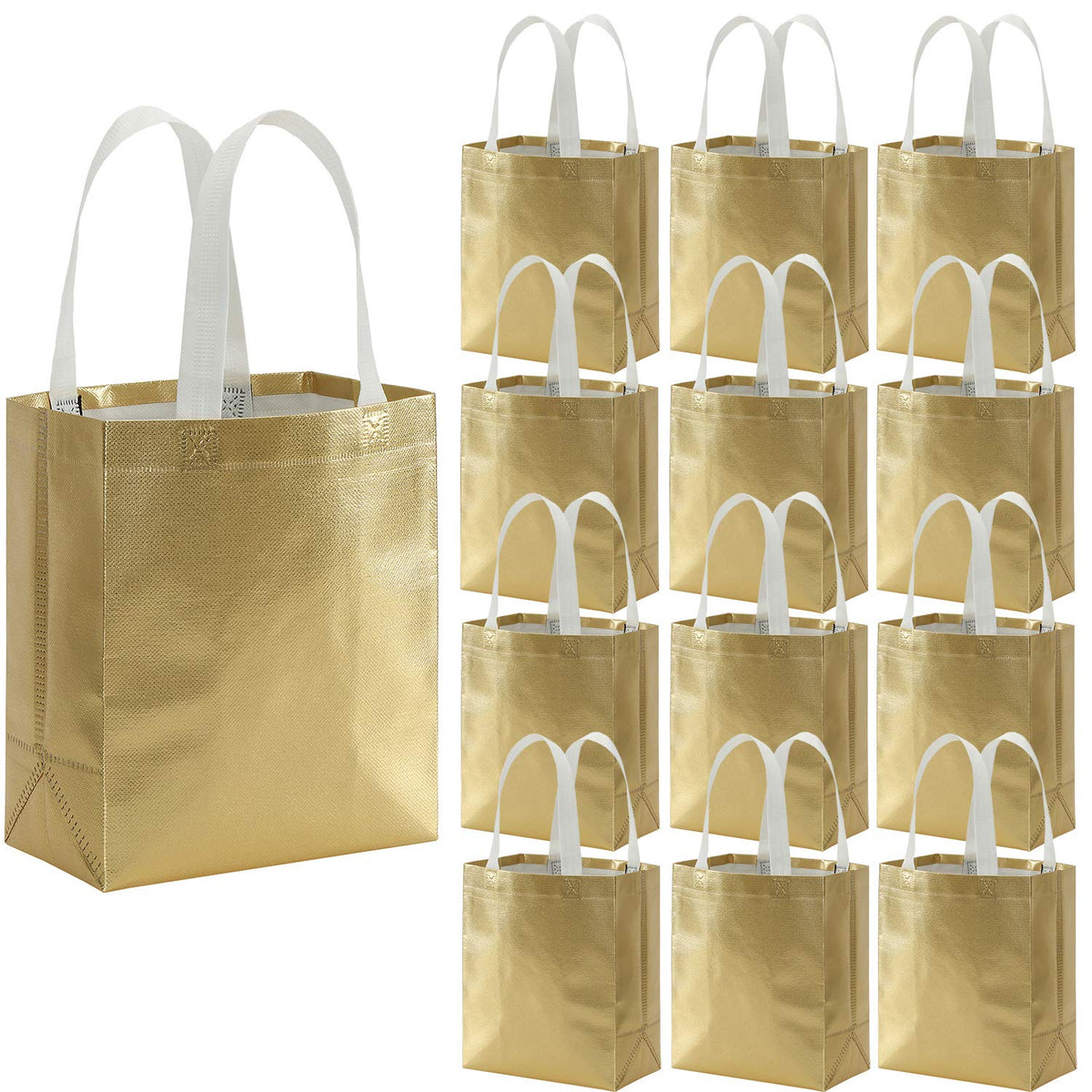 Tosnail gold bags 10x8 open with handles, ideal for quick shopping.