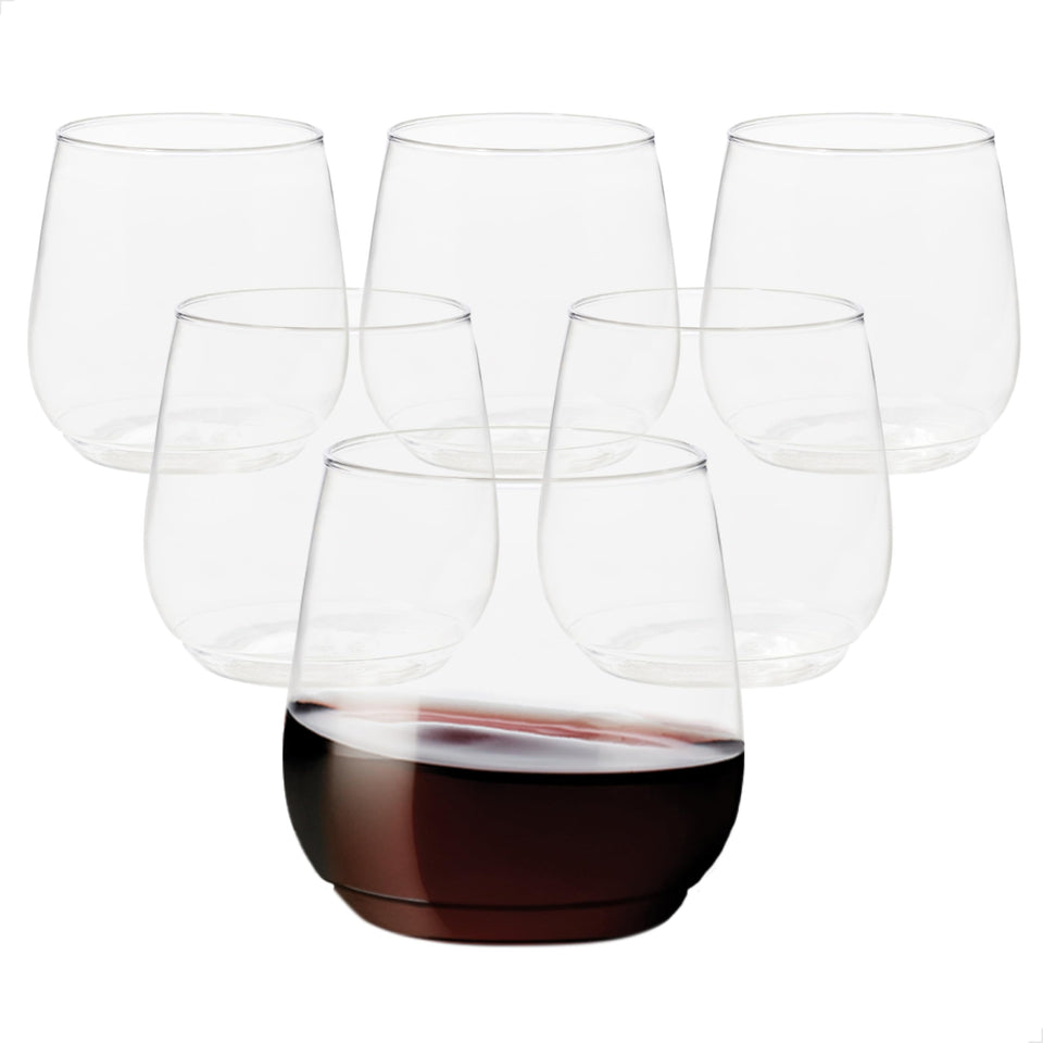 TOSSWARE POP 12oz stemless glass pour for smooth cocktails and wines.