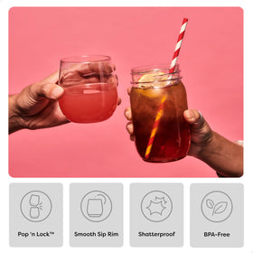 TOSSWARE POP 14oz wine glasses stackable close-up; easy storage between celebrations.