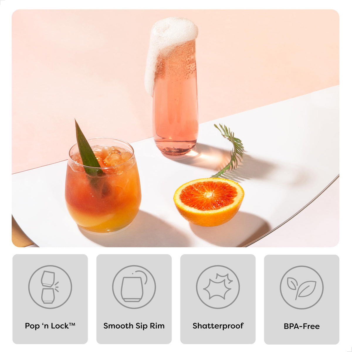 TOSSWARE POP 9oz close-up showing crystal clarity and refined rounded rim