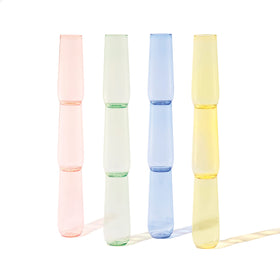 TOSSWARE Pop 9oz flute color-series set for stylish toasts and easy cleanup