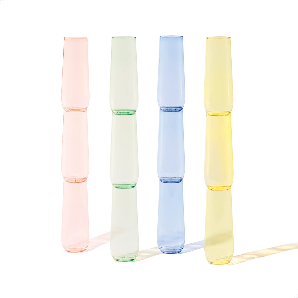 TOSSWARE Pop 9oz flute color-series set for stylish toasts and easy cleanup