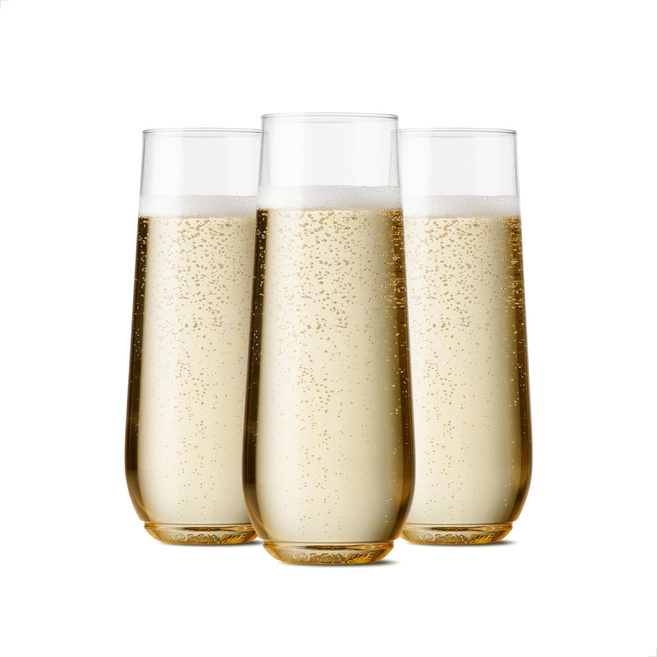TOSSWARE POP 9oz flute set 24 pack displayed for elegant occasions.
