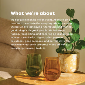 TOSSWARE Reserve 16oz stemless glasses provide a comfortable hand feel and elegant tabletop look.