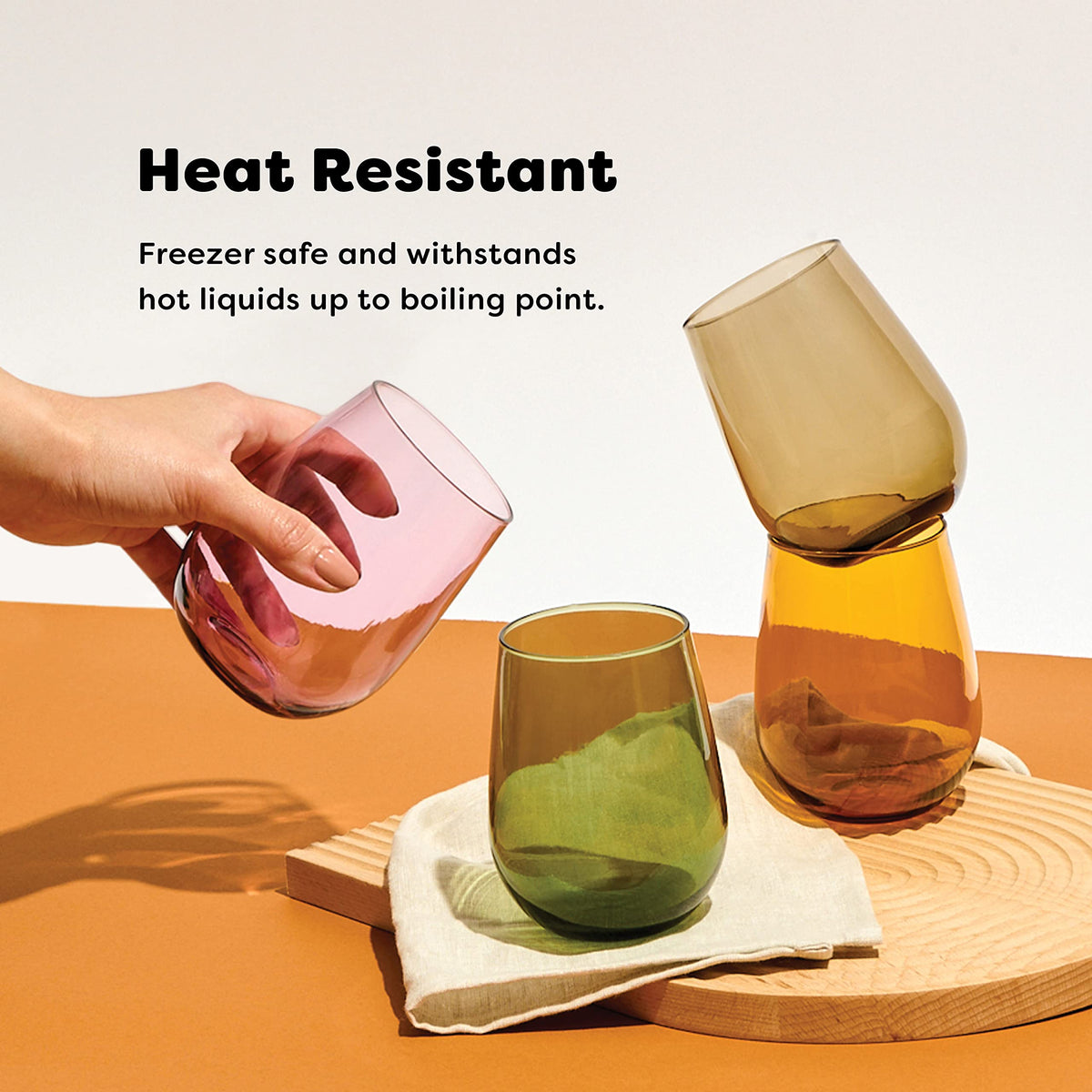 TOSSWARE Reserve 16oz stemless glass in unbreakable Tritan for durable daily use.