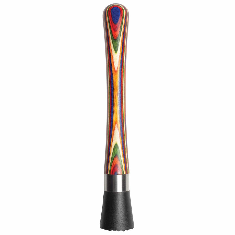 Totally Bamboo Baltique Marrakesh muddler close-up of colorful birch handle for cocktails