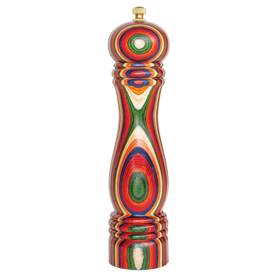 Totally Bamboo Baltique Marrakesh pepper grinder close-up showing vibrant color layers for stylish seasoning