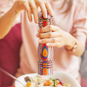 Baltique Marrakesh pepper grinder in action with adjustable grind for fine to coarse pepper