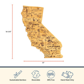 Totally Bamboo California serving board on counter for cheese and appetizers.