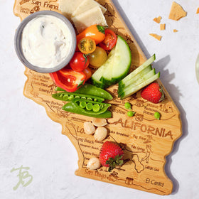 Totally Bamboo Destination California engraving close-up showcasing California map artwork for gatherings.