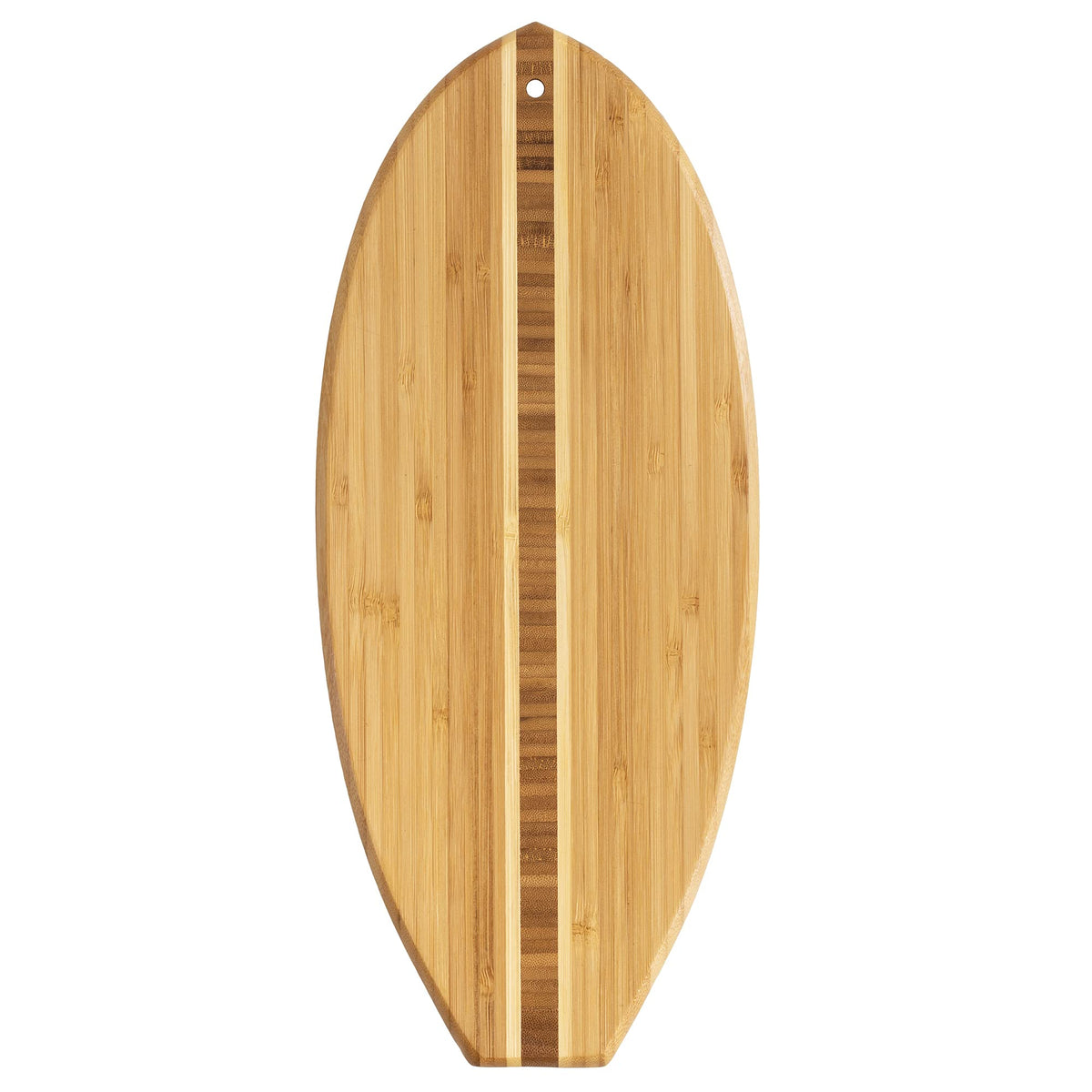 Totally Bamboo Lil' Surfer board front view highlights the inlay and serving surface.