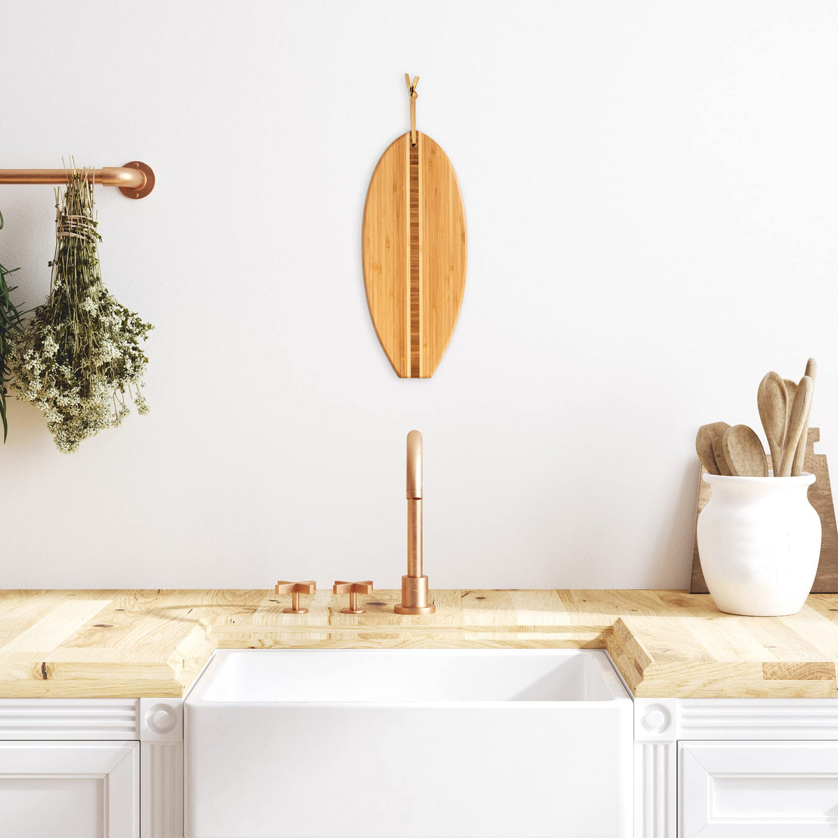 Totally Bamboo Lil' Surfer surface stays knife-friendly for easy prep.