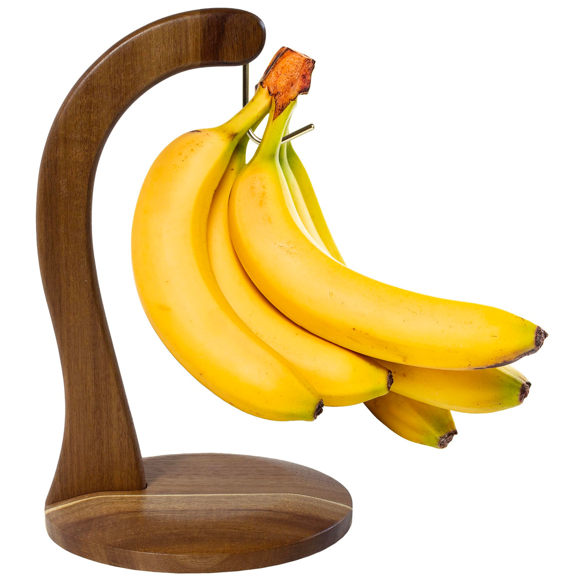 Totally Bamboo banana holder with acacia wood and metal hook for organized bananas