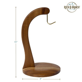 Banana display on a natural wood stand for easy access