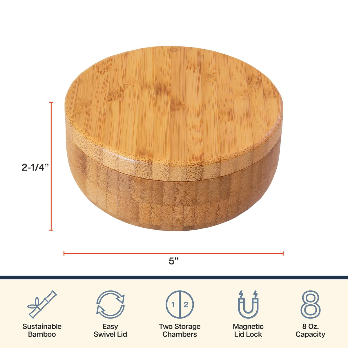 Totally Bamboo Salt Keeper Duet compact 8-ounce capacity in use