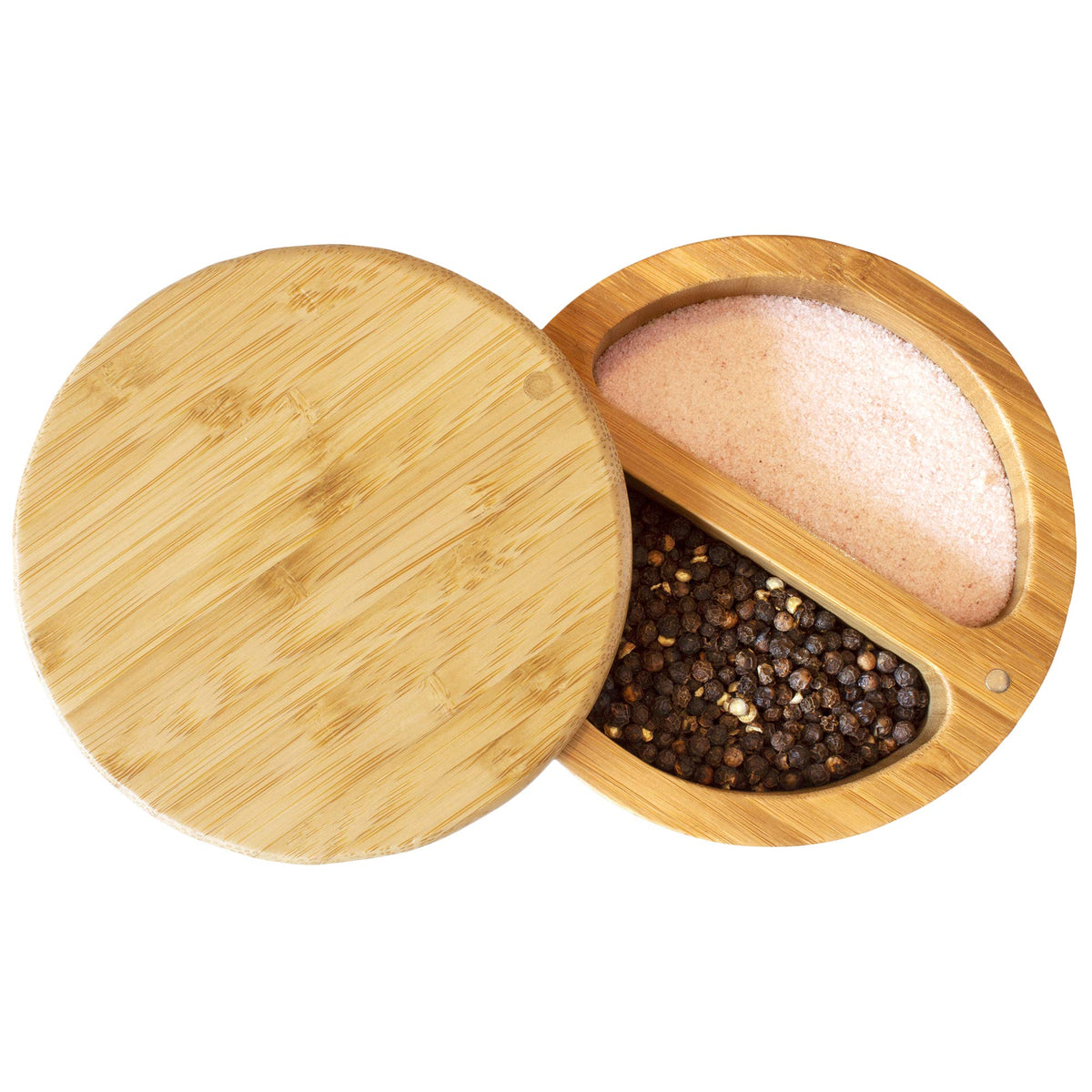 Totally Bamboo Salt Keeper Duet with dual compartments for organized seasoning