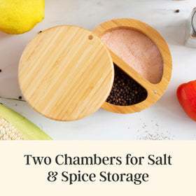 Totally Bamboo Salt Keeper Duet placed near stove for convenient use