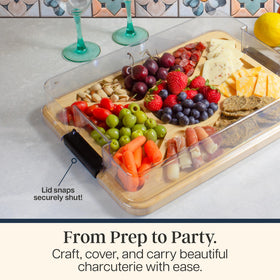 Totally Bamboo sectioned charcuterie board provides organized grazing options.
