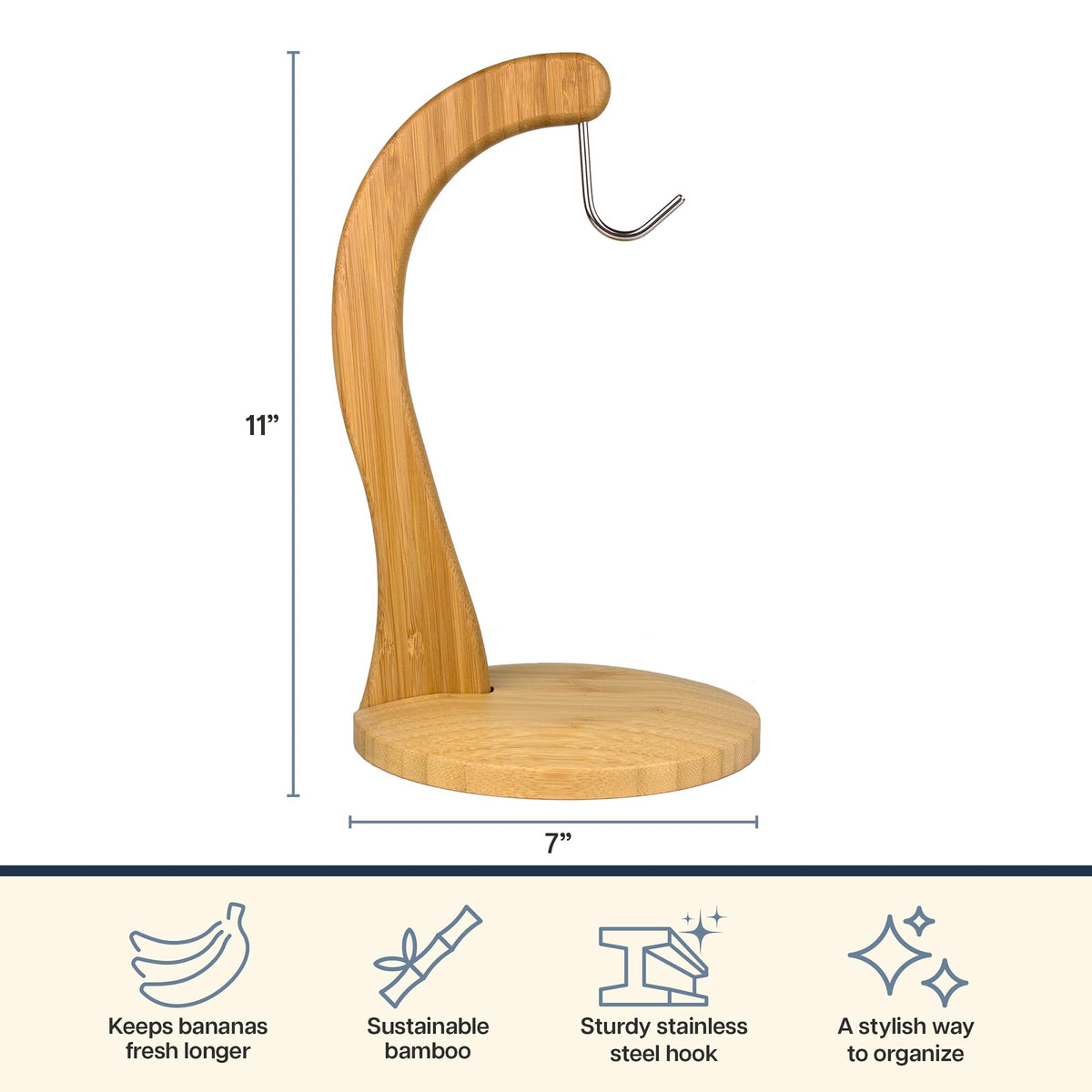 Totally Bamboo space-saving kitchen image illustrates compact, neat banana storage.