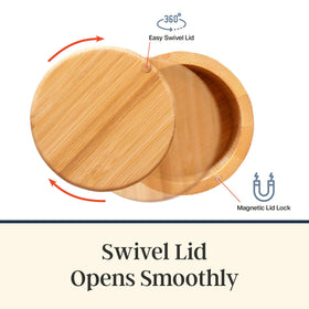 Totally Bamboo Triple Salt Cellar counter setup shows nearby spices within reach on the countertop.