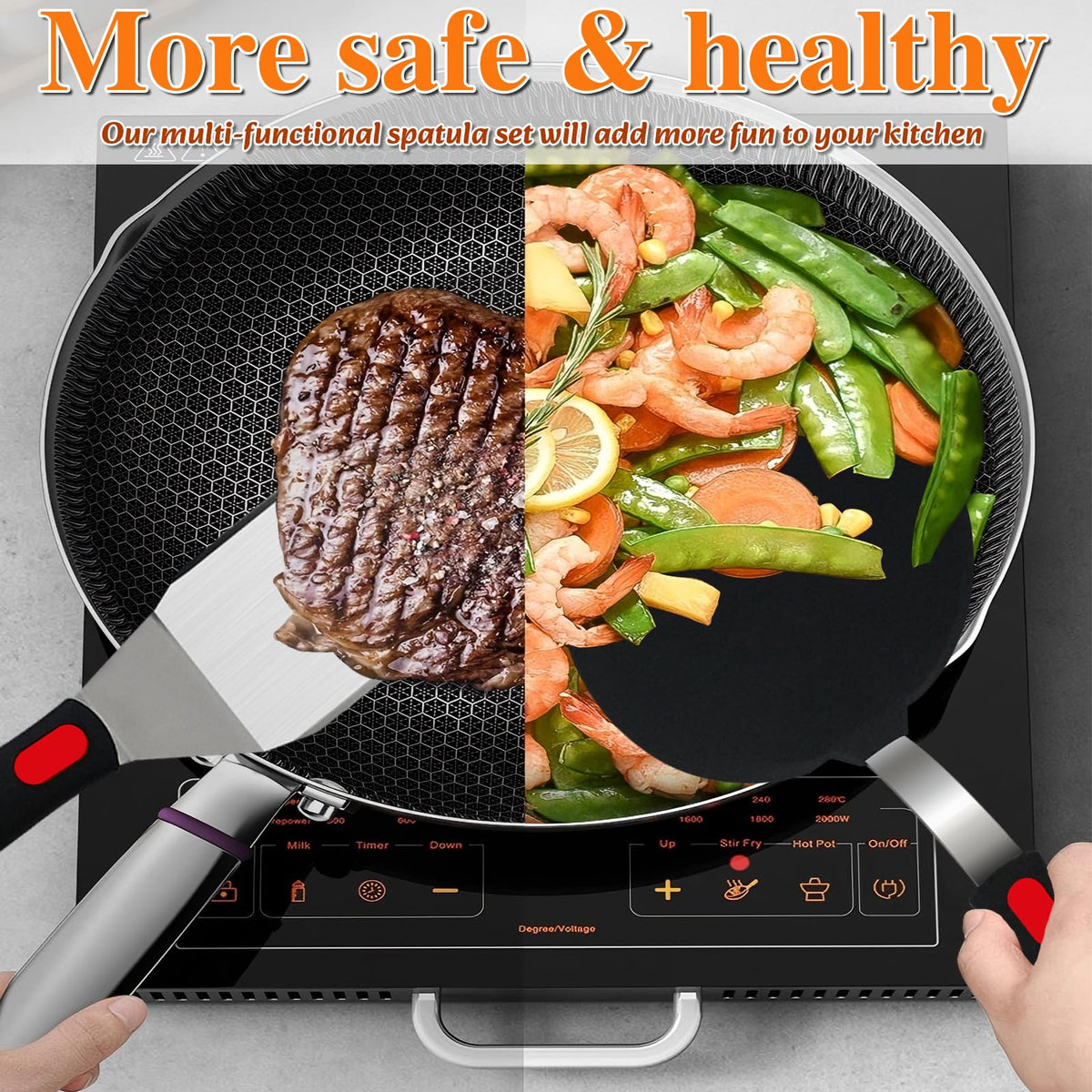 TOTDTDA Spatula Set 6-Piece BPA-free silicone heads protect coatings.