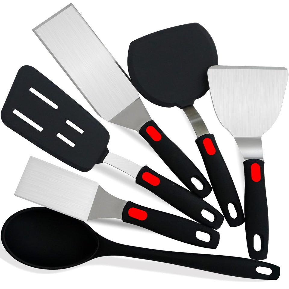 TOTDTDA Spatula Set 6-Piece silicone spatulas for non-stick pans.
