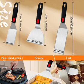 TOTDTDA Spatula Set 6-Piece stainless steel turners for precise flipping.