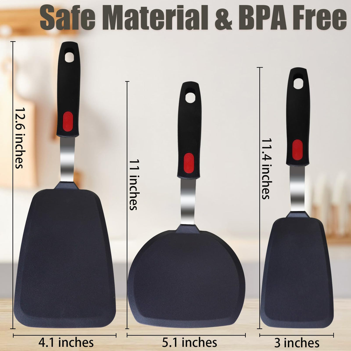 TOTDTDA silicone spatula-set turner edge — soft edge reduces scratching on cookware