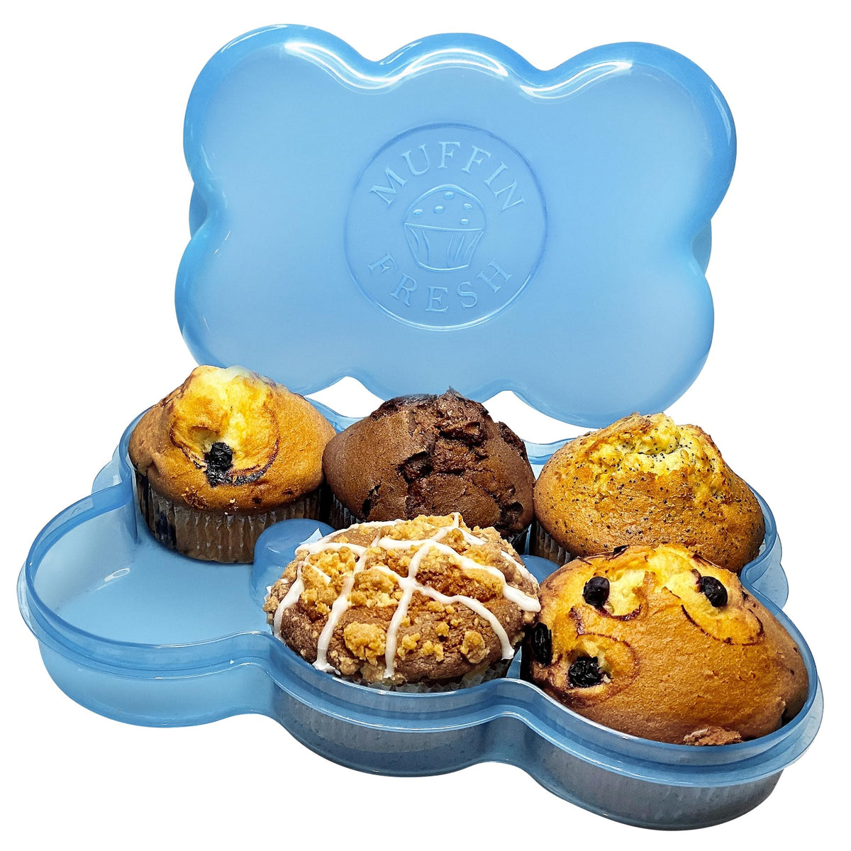 Touch Up Cup muffin container with lid keeps muffins fresh on the go.