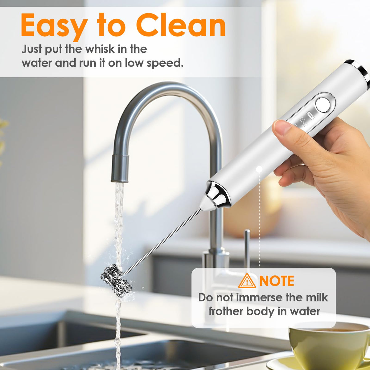 Toughwild milk frother handheld shows charging indicator lights for status