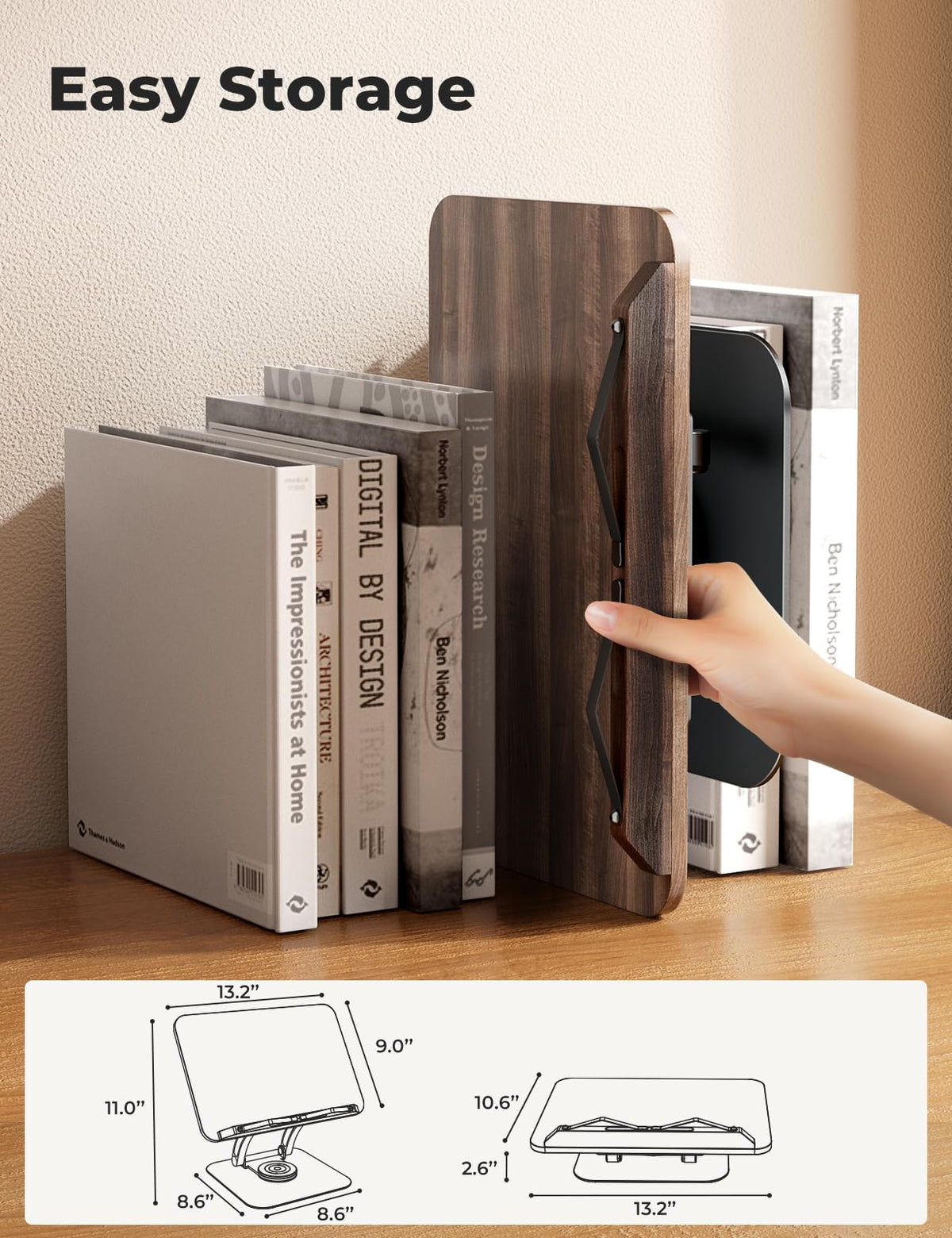 Tounee compact design folded flat for easy storage in a drawer or shelf.