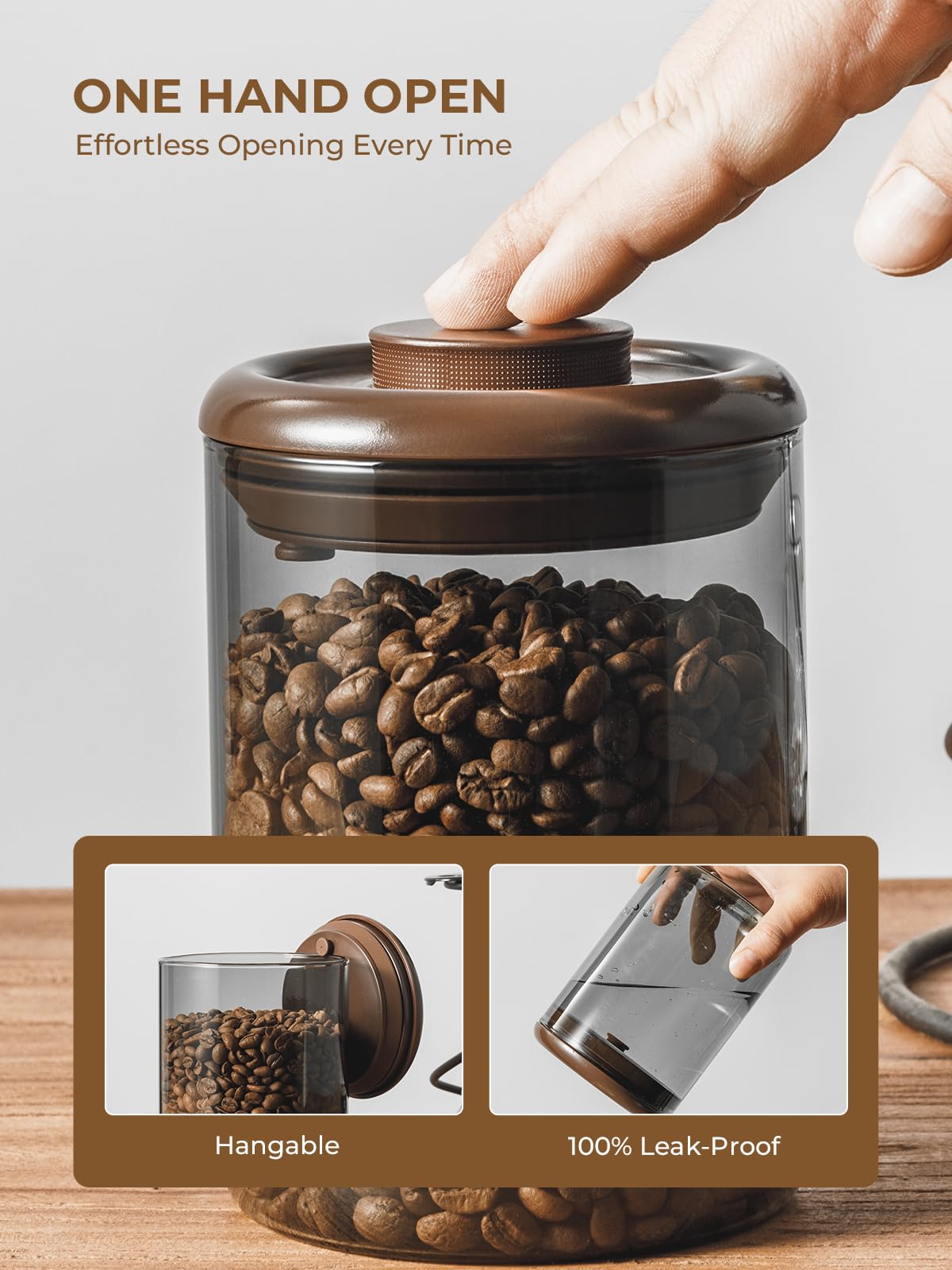 Tourdeus canister with CO2 valve preserving aroma between brews