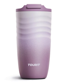 TOURIT 16 oz travel mug front view highlights portable design for on-the-go coffee.