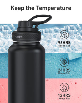 TOURIT 40 oz bottle with handle shows portable design for gym and hikes