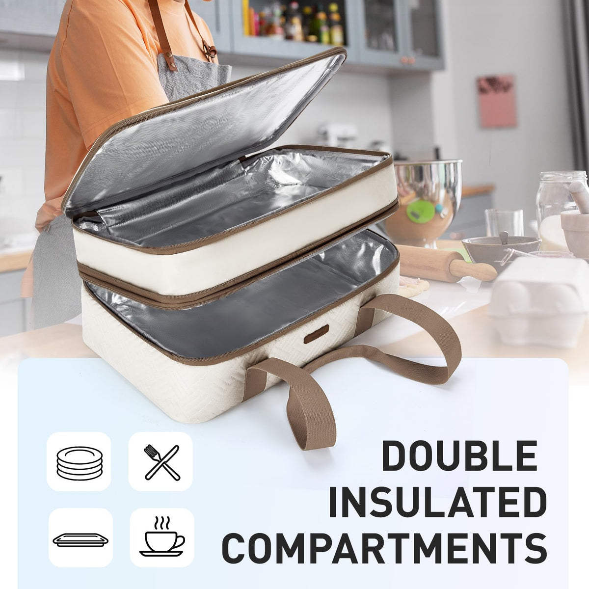 Tourit fits 9x13 dishes, ideal for lasagna, casseroles, and shared meals.