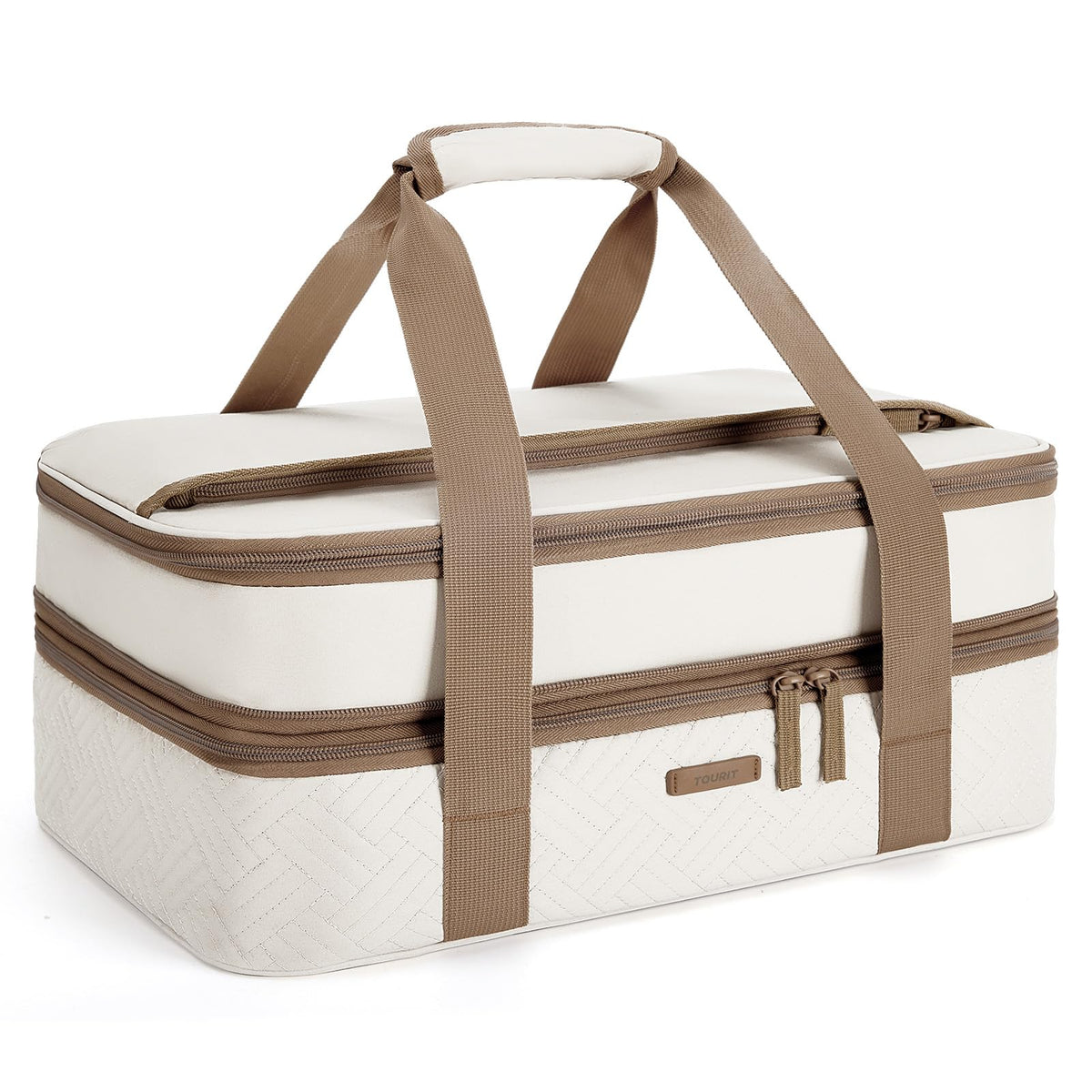 Tourit double decker insulated casserole carrier exterior, sturdy design for secure transport.