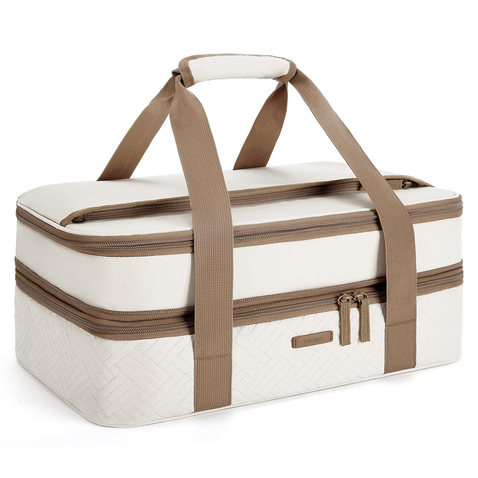 Tourit double decker insulated casserole carrier exterior, sturdy design for secure transport.