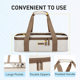 TOURIT insulated casserole carrier leakproof inner keeps contents clean and spill-free.