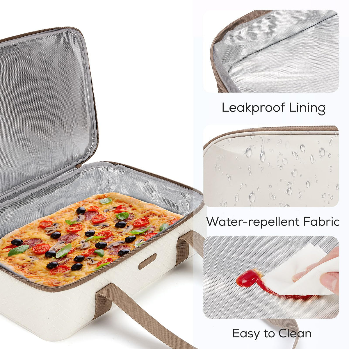 TOURIT insulated casserole carrier padded handles offer comfortable carrying.