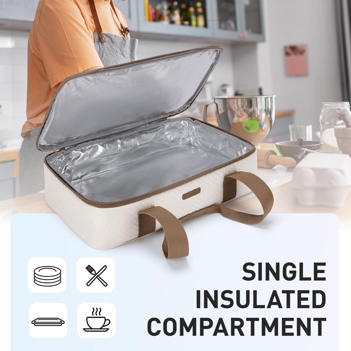 TOURIT insulated casserole carrier ideal for picnics and potlucks.