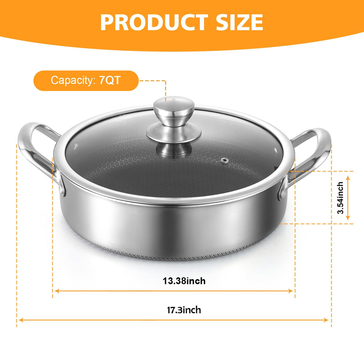 Toutrop 14-inch deep frying pan with lid for versatile cooking