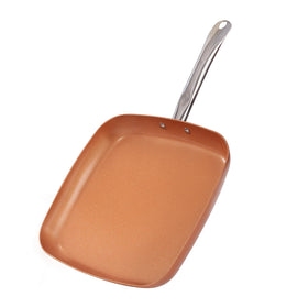 Toutrop non-stick copper square fry pan 12-inch for even searing