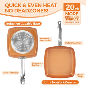 Toutrop non-stick ceramic coating pan enables easy release and quick cleanup.