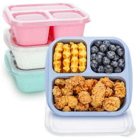 TOUWMX Bento Box Kids pack 4 front view with colorful lids for school lunches