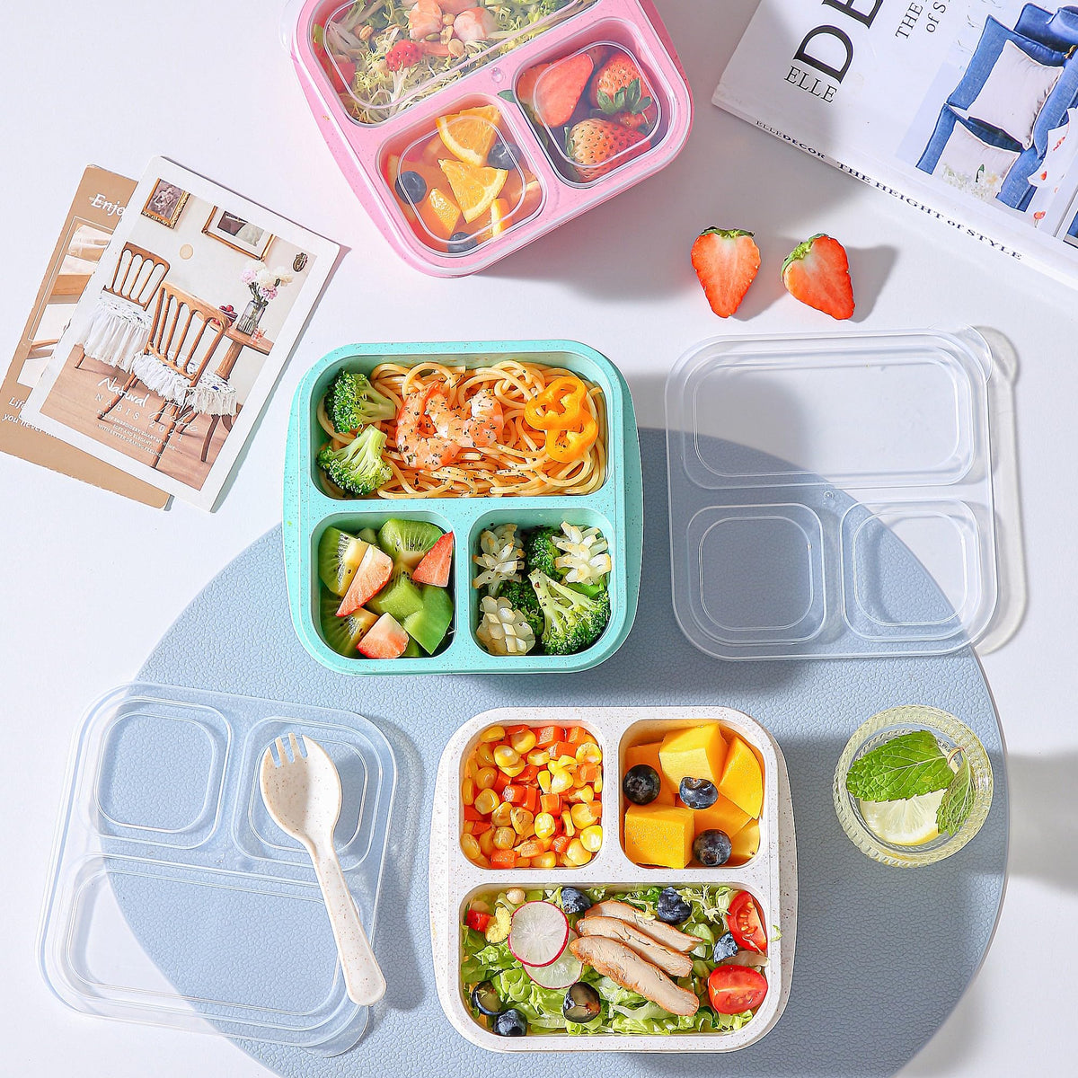 TOUWMX Bento Box Kids stackable design saved space in a bag