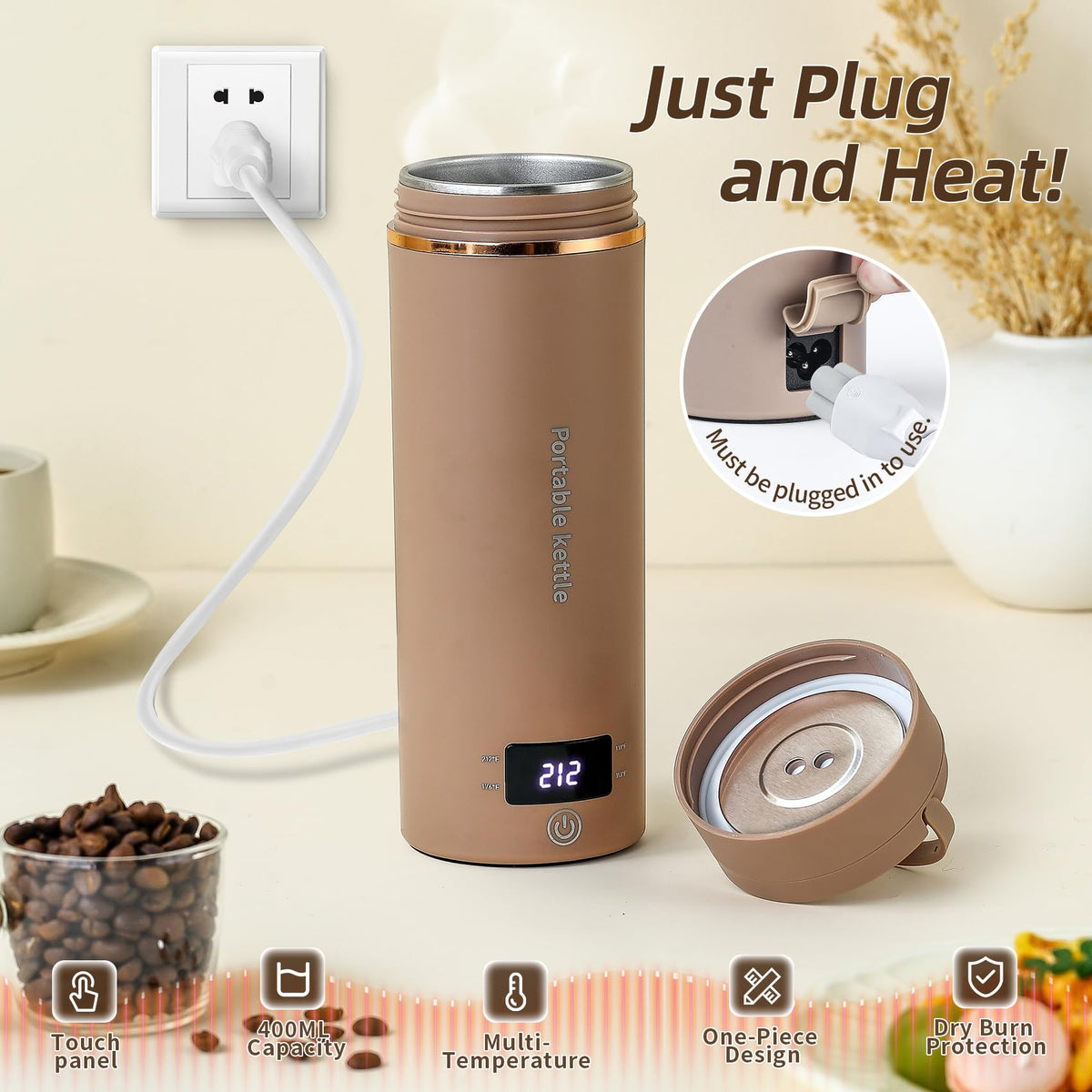 Touxila kettle with four presets and LCD display for precise temperature control.
