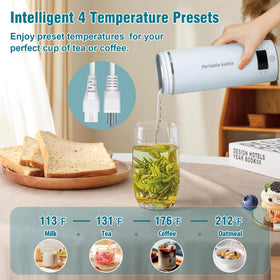 Touxila blue kettle auto shut-off provides safe, hands-free boiling.