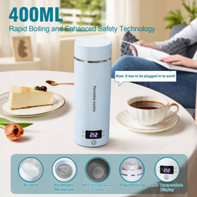 Touxila blue kettle LCD display shows temperature presets for easy brewing.