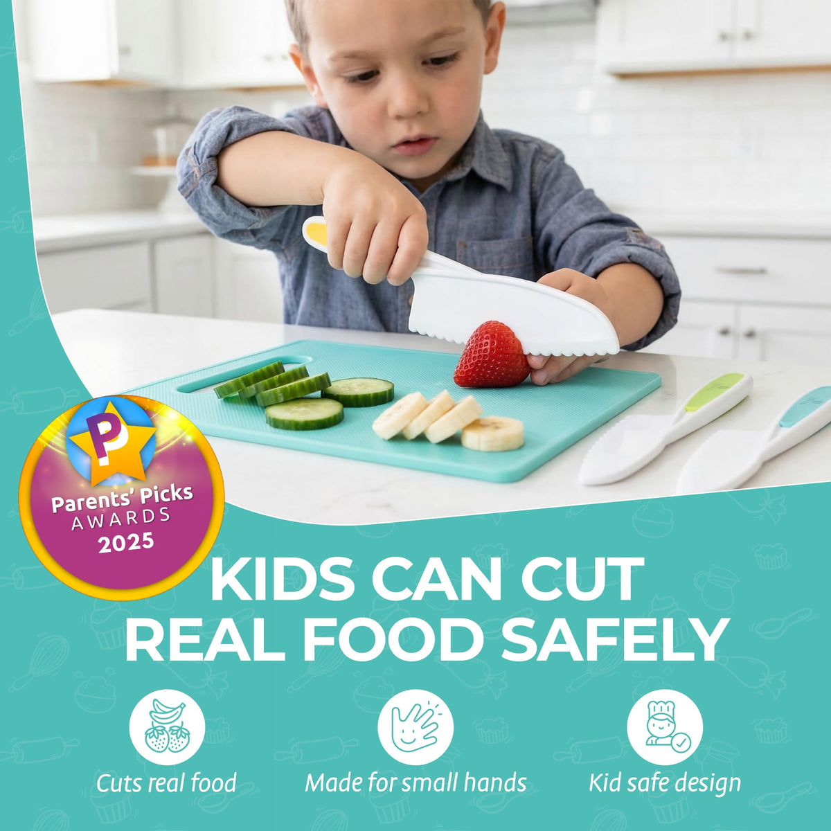 Tovla Jr beginner chopper shown for guided safe slicing.
