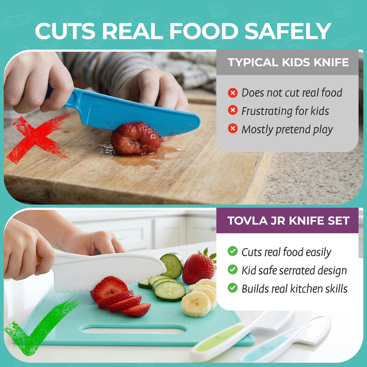 Tovla Jr safety-focused design supports confident cutting.